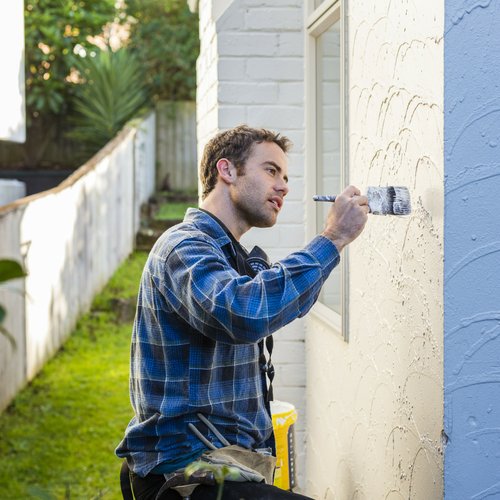 Man painting the exterior of a house